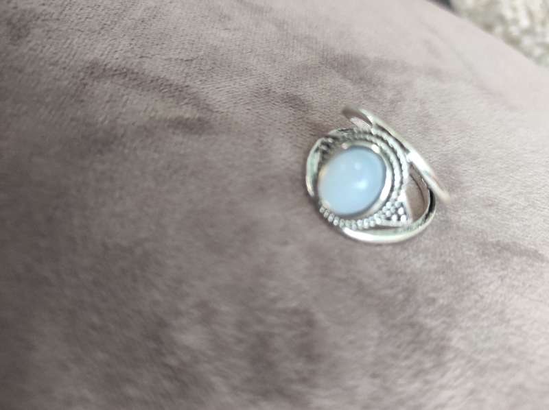Hringur gamlat.silver blá stein rotfyt.stal 8