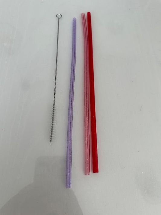 3 plast glimmer rör + bursti
