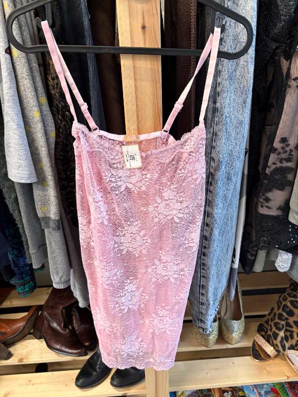 bleikur blúndu tanktop ss