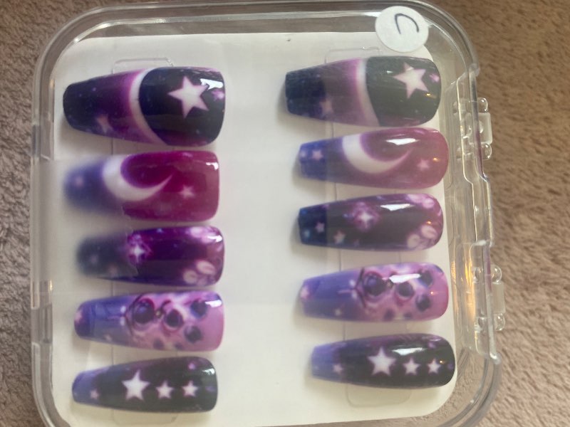 stjörnu/mána skraut press on nails