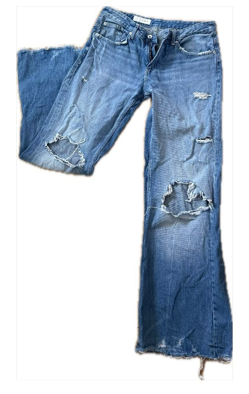 Rifnar bláar gallabuxur zara