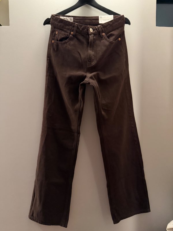 Stradivarius brúnar gallabuxur /straight wide(D92)