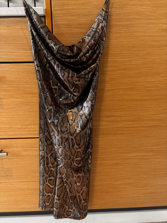 Metal leopard mini dress