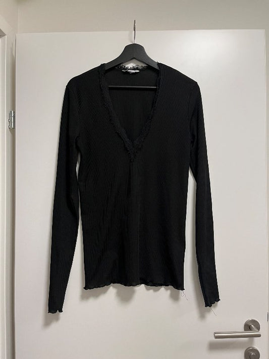 H&M þunn peysa blúnda í hálsmál