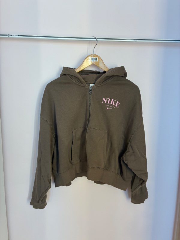 Nike brún og bleik hettupeysa