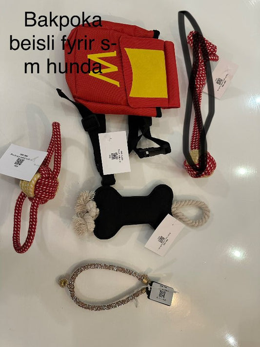 Rauður og gulur kaðal bolti með 2 lykjum