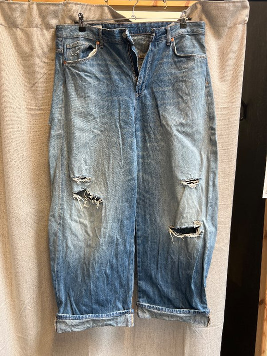zara baggy ljósbláar gallab