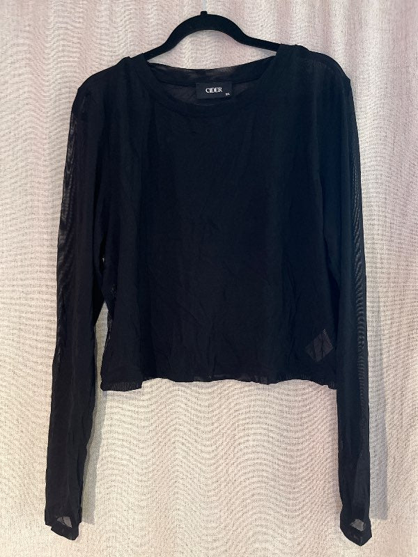 Cider svartur mesh toppur
