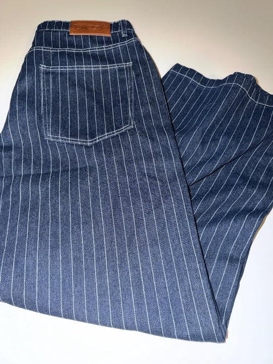 Baggy gallabuxur - röndóttar, bláar og hvítar