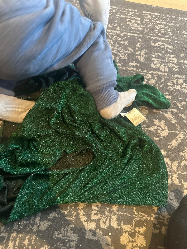 Grænn glimmer kjóll