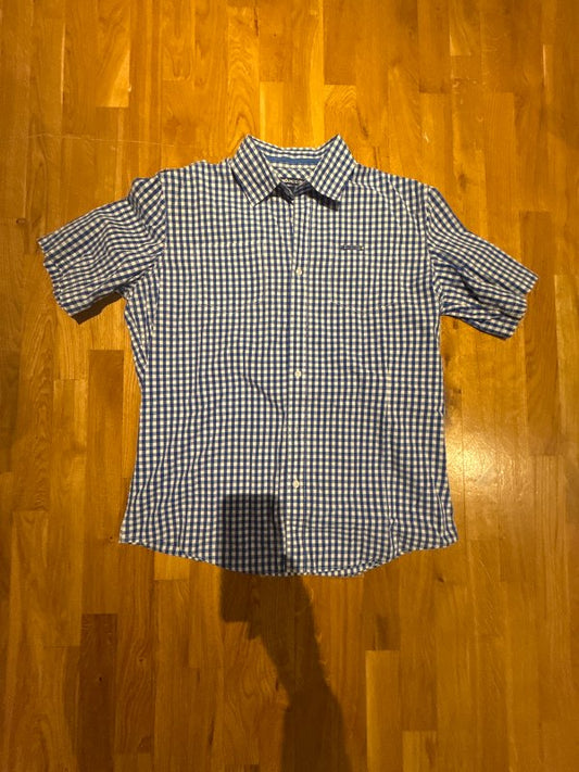 Skyrta blá/hvít köflótt