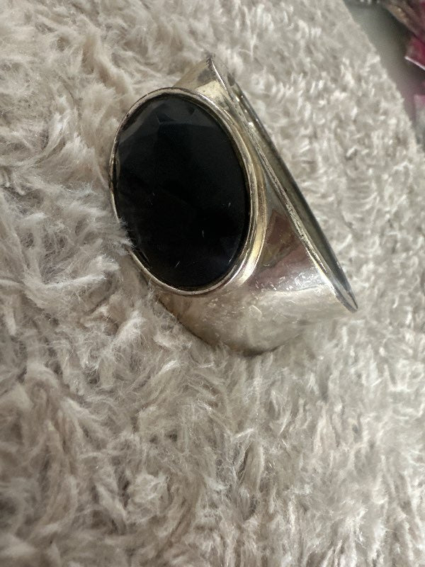 Necklace silver-plated with black "stone"