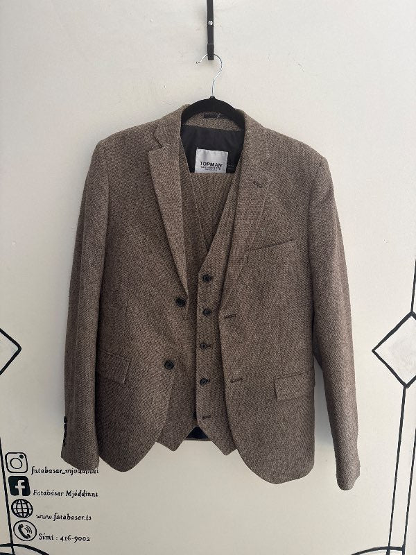 Topman 3pc jakkaföt brún