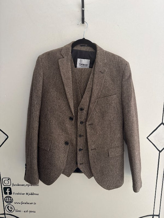 Topman 3pc jakkaföt brún