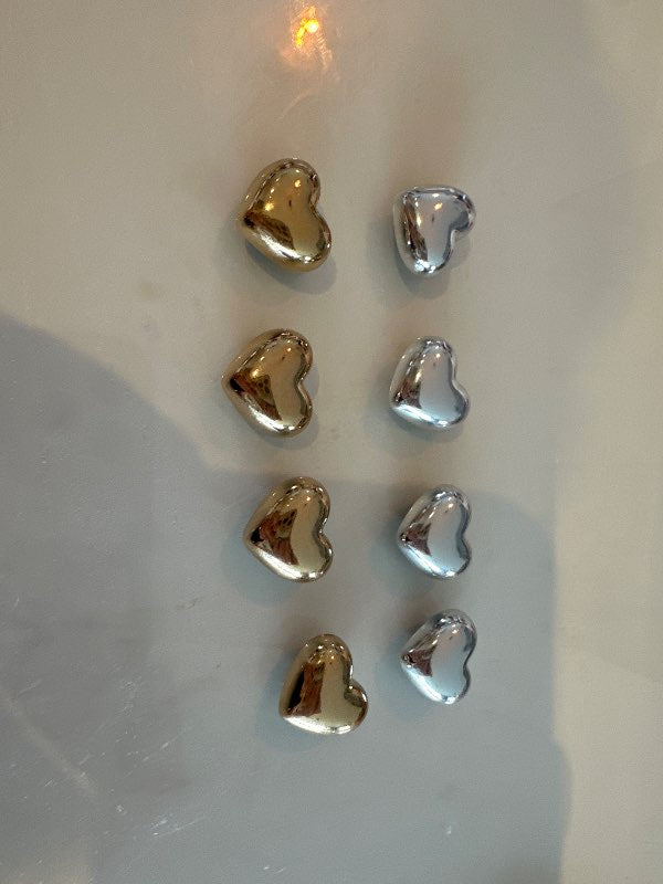 8 hjartamögullar, gylltir og silfraðir