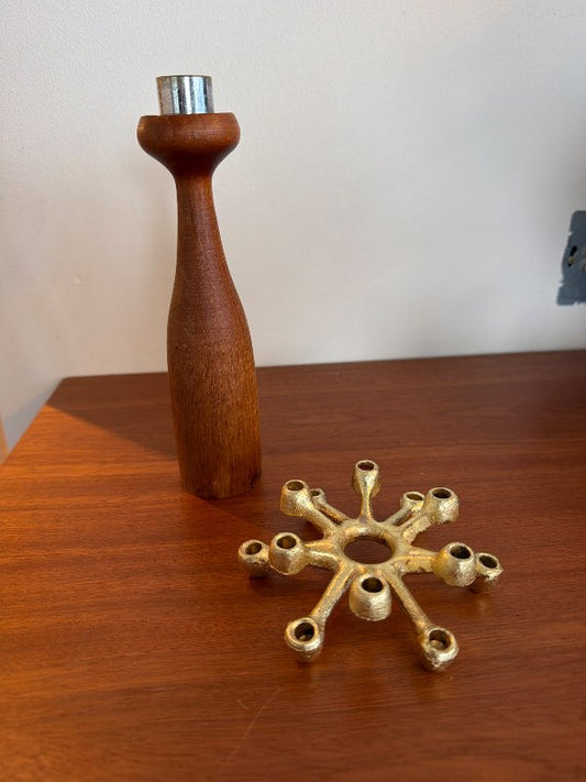 Teak candle holder